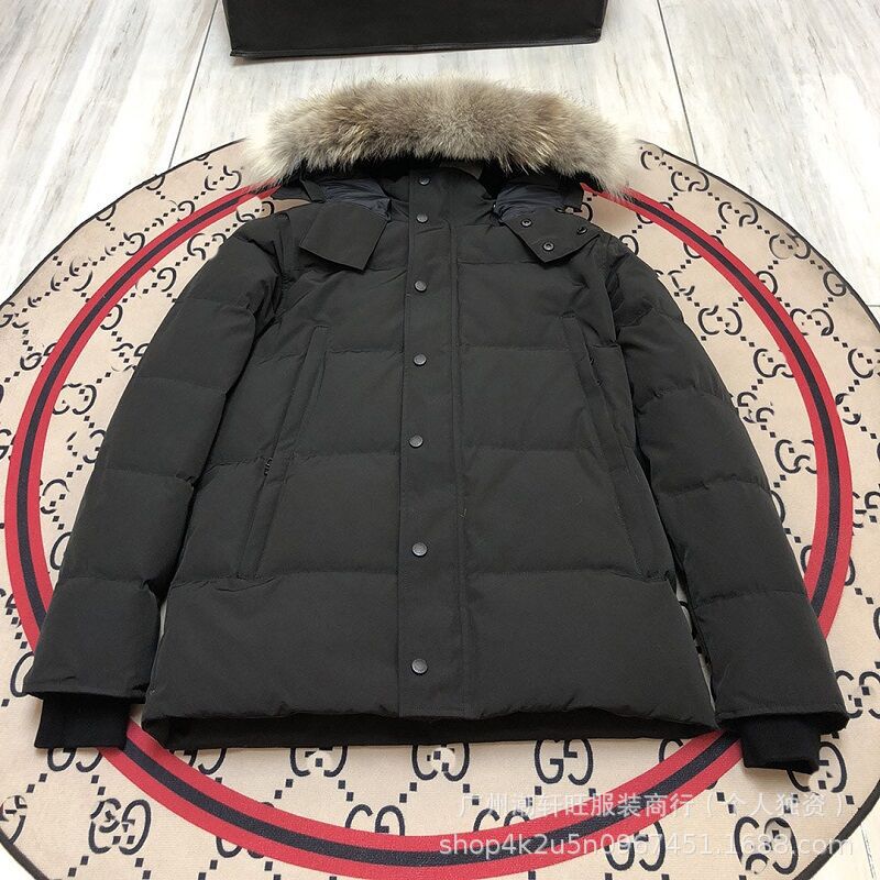跨境外贸羽绒服29款Wyndhan同款男士派克外套带狼毛领